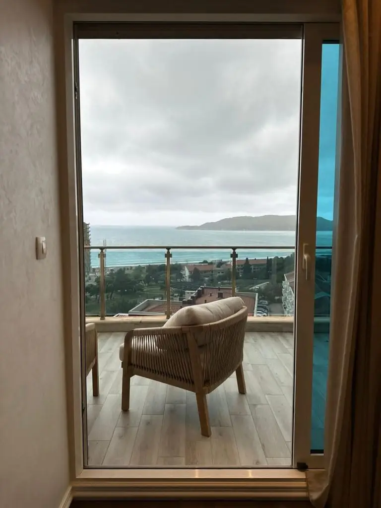 Balcony chair overlooking the sea and coastline
