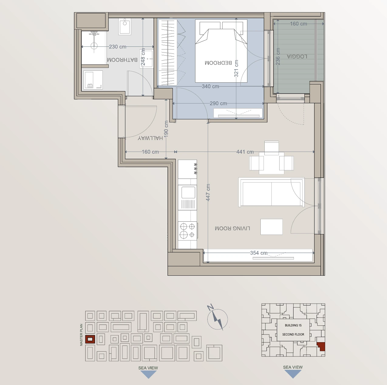Ilustrativni plan jednosobnog apartmana