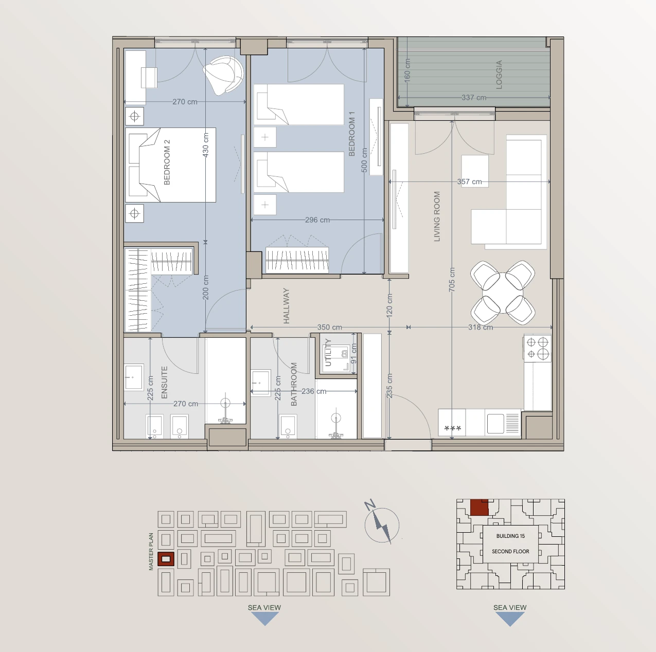 Ilustrativni plan dvosobnog apartmana